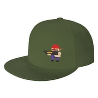 Douzhe Flat Brim Cap Snapback Hat, мустаци Разбойник отпечатък отпечатъци регулируема зелена бейзболна шапка за възрастни