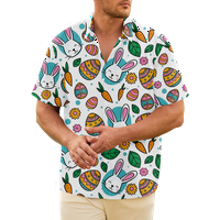 Великден Хавайски момчета и мъже риза Великден печат случайни къси принтове бутон за печат хавайска риза Фахион риза за възрастни деца