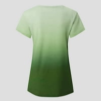 Блузи за жени тениски за жени мода Дамски хлабав случайни градиент в деколте тениска къс ръкав дамска блуза суитчър за жени зелен ххл