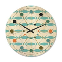 Дизайнарт 'Абстрактен ретро геометричен дизайн' модерен дървен стенен часовник от средата на века