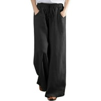 Xinqinghao Plus Размер товарни панталони за жени, твърдо памучно бельо, свободно и просто памучно спално бельо случайни панталони случайни панталони панталони за жени за жени черни s