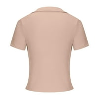 Дамски секси тениски с тениски с тениска с къси ръкав тънки монтирани ризи върхове ежедневни плътни цветове основни тениски