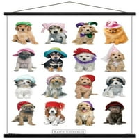 Кийт Кимбърлин - Кученца с шапки с стенен плакат с бутални щифтове, 14.725 22.375