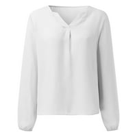Youmylove дамски модни върхове Разхлабени шифонски ризи Темперамент солиден цвят дълги ръкави от дънни ризи женски тениски