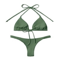 Женски секси обикновени халтер армия зелени бикини комплекти s
