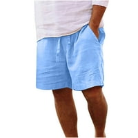 Zkozptok Мъжки къси панталони Памучно бельо Леко дишащ цип Прав крак Бързи сухи ежедневни джобове, светлосини, XL