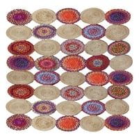 Индийски ръчно изработена бежово многоцветена юта памук Dhurrie хол за килим спалня, трапезария, кухня, на открито крачета от килими