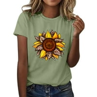 Ризи за жени модерни слънчоглед лято плюс размер свободни блузи върхове момиче късо ръкав графични тениски тениски дамски