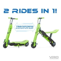 Вози Vega 2-In-Transforming Electric Scooter & Mini Bike, Green