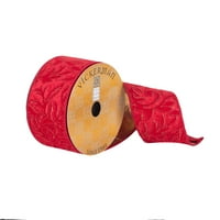 Викерман 2.5 ярд червено тъкани филигран Дупион Коледна панделка