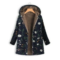 Shpwfbe палта за жени дамски зимен топло outwear флорални джобове с качулка с качулка реколта огромен размер