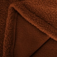 Женски шерпа яке от руно яке солиден бутон надолу яке с дълъг ръкав с дълги ръкави с джобове кафяво палто кафяво xl