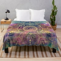 Мандала цвете модел фланела хвърлят одеяло цар размер тъмно злато одеяло за легло диван диван лек мек топъл Бохемски стил