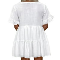 Gomelly жени рокли тениска Sundress Loose Dress Lamies Simple Holiday Swing White 3XL