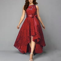 Рокли дамска рокля дантела Пачуърк Лрегуларен дизайн рокля парти червено 4ХЛ