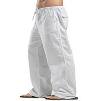 Youweixiong Мъжки случайни панталони Леки талии с твърд цвят Разхлабени панталони с джобове