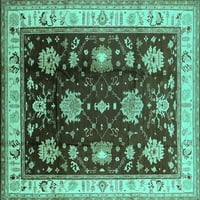 Ahgly Company Machine Pashable Indoor Square Oriental Turquoise Blue Traditional Area Cugs, 8 'квадрат