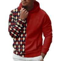 Kali_Store Mens Hoodies Zip Up Мъжки небрежен основен термичен пуловер Суичър с качулка с джобни червени, m