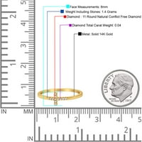 14к злато Дребничка изискан религиозен кръст пръстен кръг естествен диамант 0.04 карат размер 7