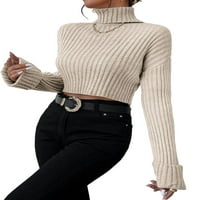 Пуловер с дълъг ръкав кайсия Дамски ежедневни обикновени Дамски пуловери