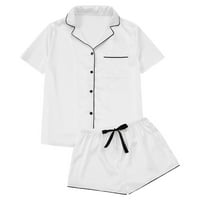 Simu Silk Pajamas for Women Women Pajamas Pajamas Pajamas Imatition Silk Silm's Summer Casual Home Wear Комплект тънък стил