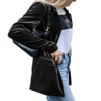Bomotoo Women Business Jackets Solid Color Cardigan Jacket Open Front Blazers Casual Coat Office Outwear Black M