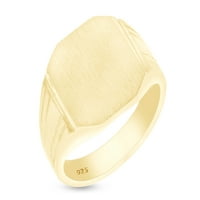 14K жълто злато, покрито със сребърен сигнал за стерлинги, мъжки пръстени - пръстенът на Phoebus Signet, размер на пръстена 12