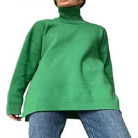 Женски пуловер, дълъг ръкав с висока шия, плетейки разхлабени ежедневни партита на улицата на улицата