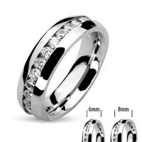 Неговата и неговата неръждаема стомана CZ сватбен пръстен и сватбена лента за вечност Женски размер Мъжки размер 11