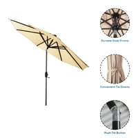 Външни външни чадъри с бронзова пластмасова основа, сива бяла ивица