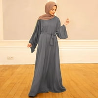 Небрежни рокли за жени модерни солидни лъчи ръкав арабски арабски кафтан пролетни миди рокли за жени v шия