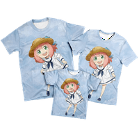 Шпионско семейство синя лятна мода тениска с къс ръкав карикатура ежедневни Топ детска тениска облекло 3-годишно момиче тениска облекло，А-М