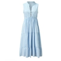 Adviicd риза рокля Женска флорална рокля с ниско изрязани квадратни деколте спагети каишка вратовръзка телесна коланка сини m