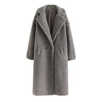 Binmer зимно палто за жени плюс размер есен и зима свободен среден дълъг агнешки палто на вятърни смола