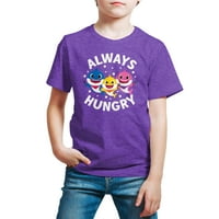 Бебешка акула - винаги гладна - графична тениска с малко дете и младежки