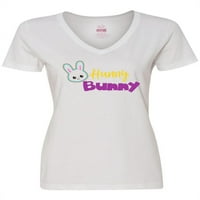 Мастически Великден, Хъни зайче, бяло зайче, сладка тениска за зайче за зайчета с V-образно деколте