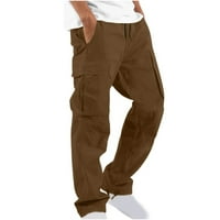 Xysaqa Мъжки еластични талии за теглене на панталони Небрежни разхлабени памучни суитчъри на открито Прав спортни панталони джобове