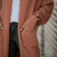 Gubotare дамски жилетки Женски кариран дълъг ръкав отворен преден кабел плетен жилетка пуловери