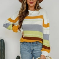 Врат жени пуловери мъже 3xl пуловери жени небрежни цветни блок с дълъг ръкав Плетен пуловер пуловер пуловер Топ кабел габарит върхове