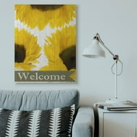 Ступел индустрии слънчоглед добре дошли жълти цветя Живопис супер платно стена изкуство от Кимбърли Алън