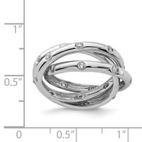 Бял стерлингов сребърен пръстен модна кубична циркония CZ