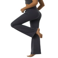 Дамски багажник йога панталони с висока талия с широк крак за контрол на корема за коефициент на краката тренировка за фитнес фитнес гамаши с джоб