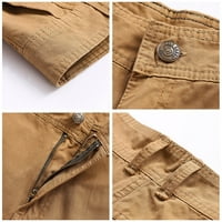 Мъжки свободни ежедневни мулти джобни прави твърди цветове на открито панталони khaki xxl