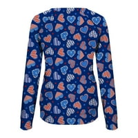 Дамски блузи дълъг ръкав клирънс суитчър Свети Валентин Сърце печат Около врата екипаж пуловер туника върхове