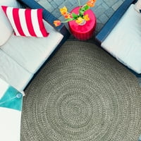 Превъзходен сплетен вътрешен килим на открито, 4 'кръгъл, лагунен бриз бял