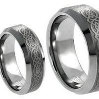 Мъже и дами волфрамов карбид сватбена лента за пръстен W лазерно оформен келтски дизайн