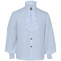 Мъжки тениски Мъжки зимен моден солиден цветен бутон с висок яке с яке от яке отгоре бяло бяло