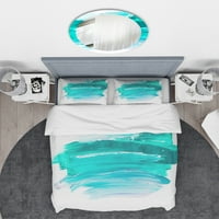 Дизайнарт 'тюркоаз боя щрихи на бял фон' Абстрактен пухен капак комплект