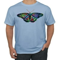 Див Боби, колоритен дъга шарени пеперуда животински любовник Мъжки Графичен тениска, светло синьо, голям
