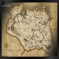 The Elder Scrolls V: Skyrim - Плакат за стена на картата, 22.375 34 рамка